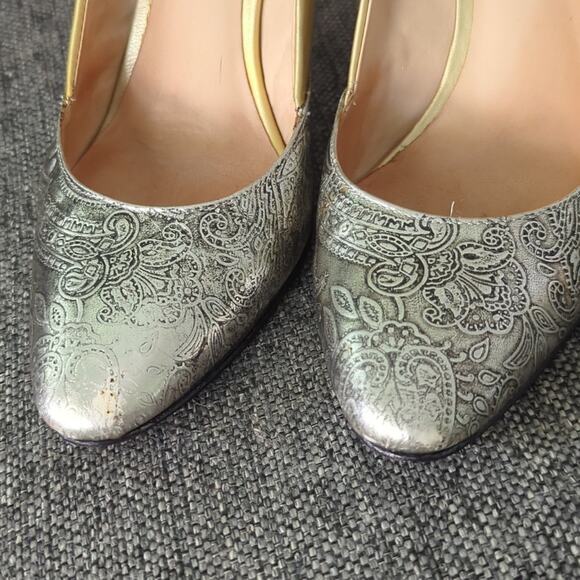 Modern Vintage Heels Antique Steampunk Pumps Silver Paisley Women's EU 38.5 - Picture 2 of 8